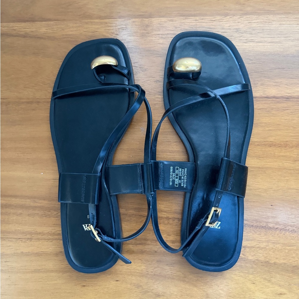 Zara Strappy Sandals Metal Toe